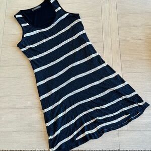 Sandro Ferrone Roma Navy and Gray Striped Scoop Neck Dress Made in Italy Size XL